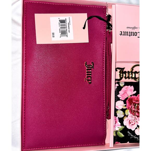 Juicy Couture Raspberry Tart Wallet Floral Card Holder Keychain Gift Set NIB - Picture 5 of 6